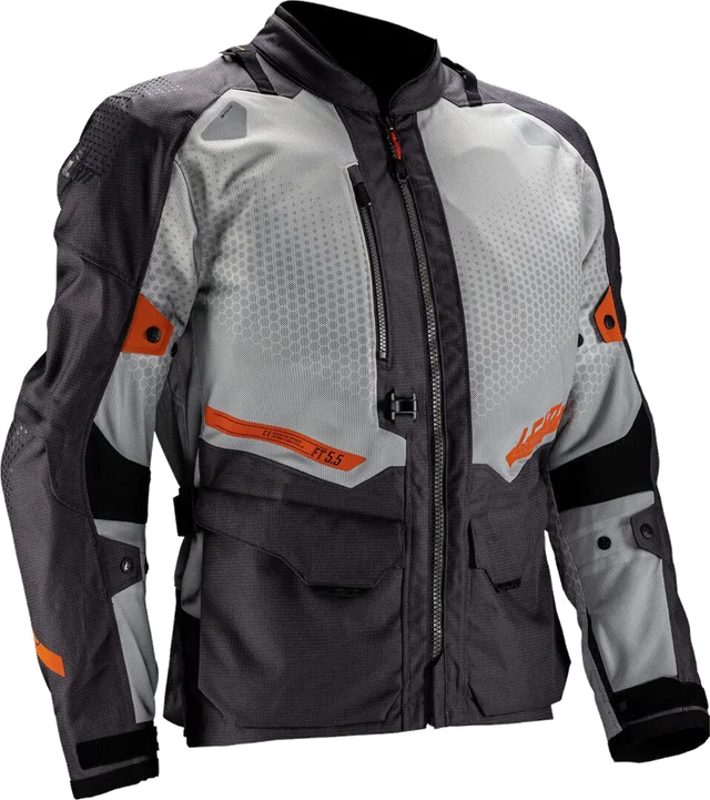 Leatt ADV FlowTour 5.5 Iron Light Grey Dark Grey Waterproof Textile Jacket, Light Grey Dark Grey