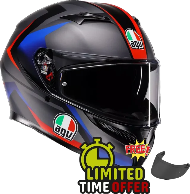 AGV K3 Striga - Matt Black / Blue / Red - Free Dark Visor