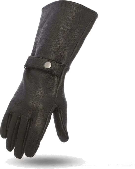 First Manufacturing Phenom Motorcycle Leather Gauntlet Gloves, Black