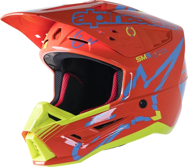 Alpinestars S-M5 Action Helmet White Cyan Dark Blue Glossy