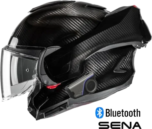 HJC F100 Modular Sena 60S Bluetooth Helmet Carbon