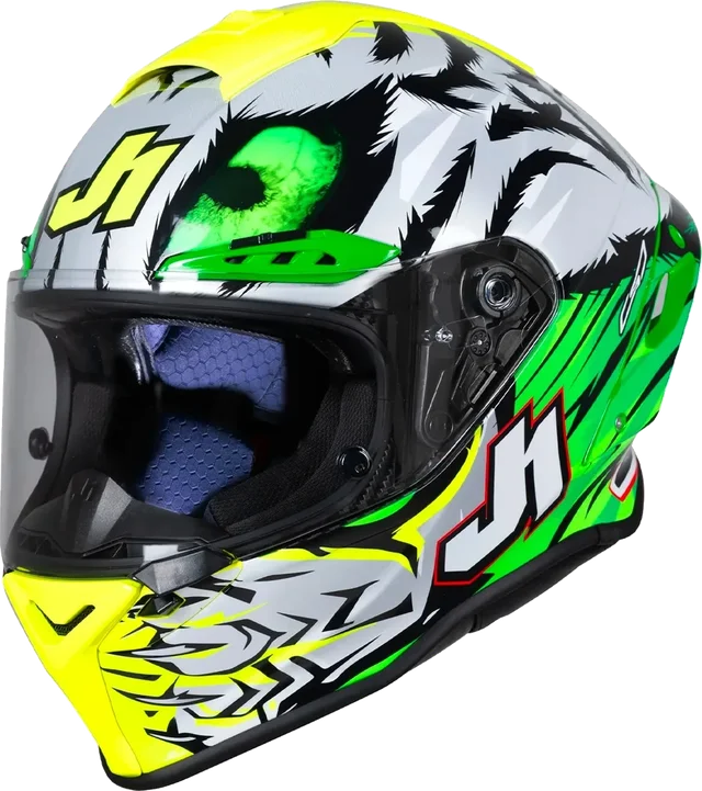 Just1 J-Gpr 22.06 Helmet Bassani Replica Carbon Green/Yellow Fluo Gloss