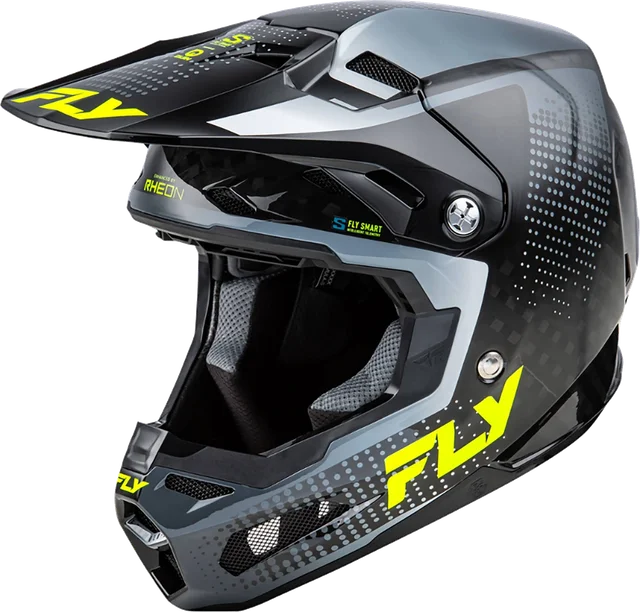 Fly Racing Youth Formula S Carbon Protocol Helmet, Black Carbon/Grey/Hi-Vis