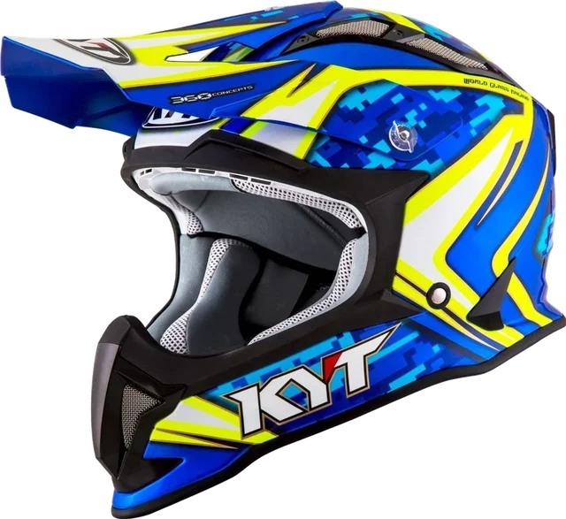 KYT STRIKE EAGLE - REEF - BLUE YELLOW FLUO 2021, Blue Yellow Fluo