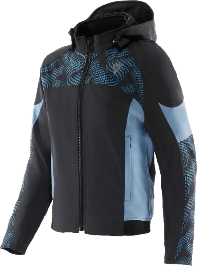 Dainese Softshell Hoodie Jacket, Black / Blue Mirage