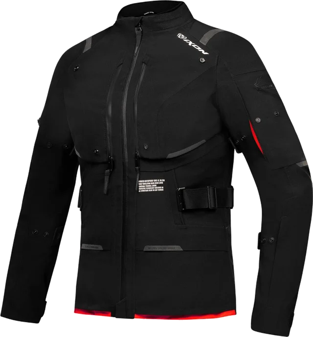 Ixon M-Skeid Lady Black Bright Red Waterproof Textile Motorcycle Jacket, Black Bright Red