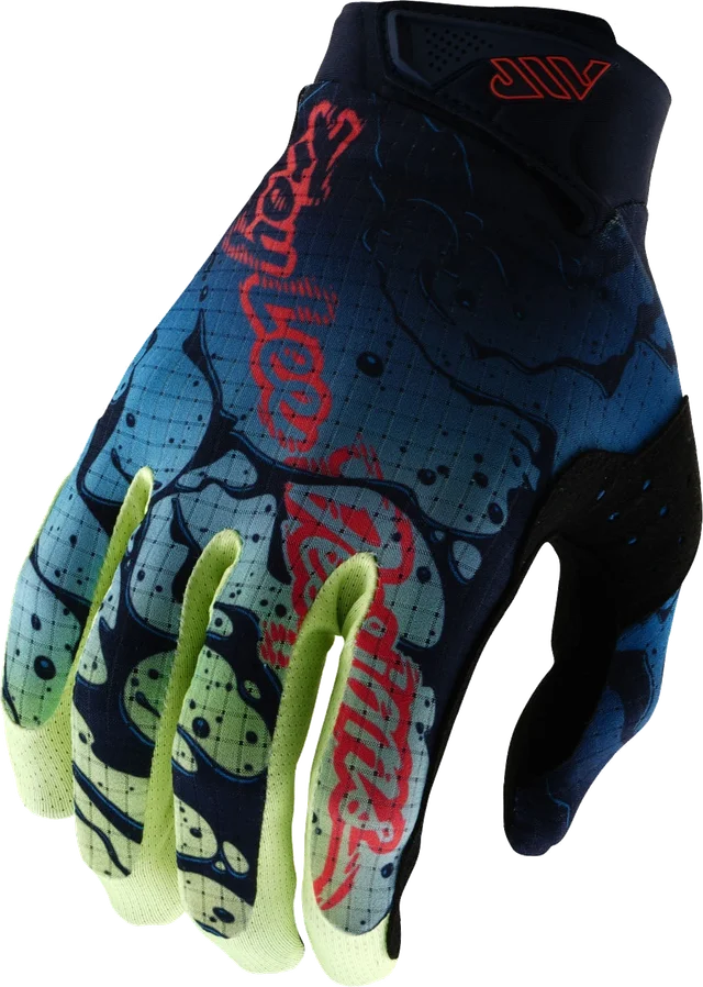 Troy Lee Designs Youth Air Glove Drip Glo Yellow / Dark Navy, GLO YELLOW / DARK NAVY