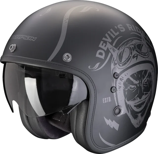 Scorpion Belfast Evo Romeo Open Face Helmet, Black Matt/Silver