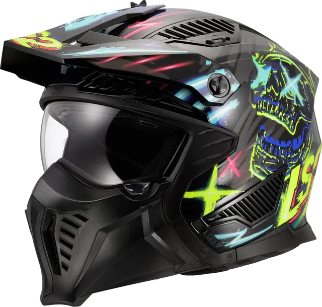 LS2 OF606 Drifter Rayz Trial Helmet, black/blue/yellow