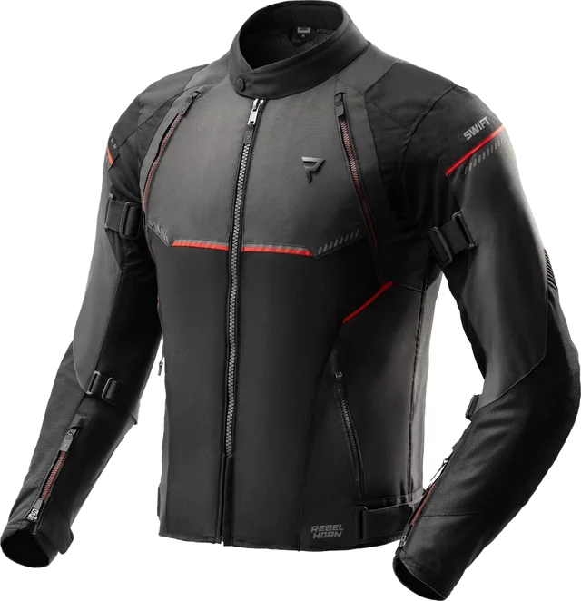 Rebelhorn Swift waterproof Motorcycle Textile Jacket, black/grey/red
