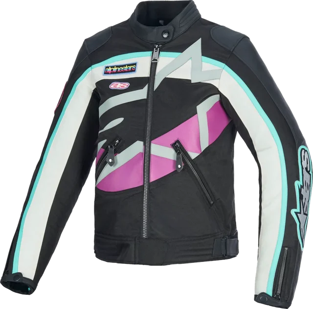 Alpinestars Stella Idles Textile Jacket - Black / Off-White / Purple, Black / Off-White / Purple