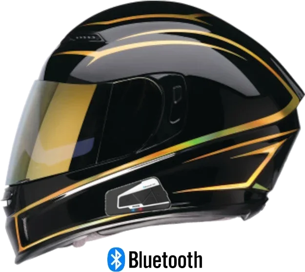Z1R Jackal Full Face Bluetooth Helmet Foil Black Gold
