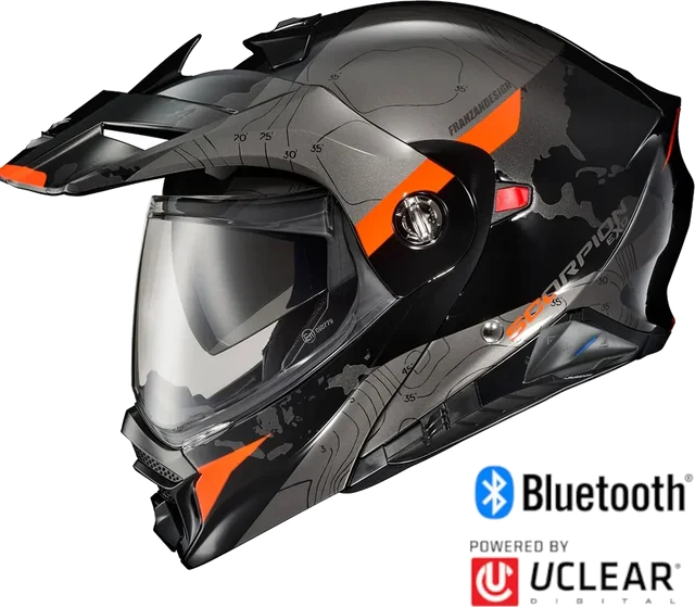 Scorpion EXO-AT960 Bluetooth Helmet Topographic Black Orange EXO-Com