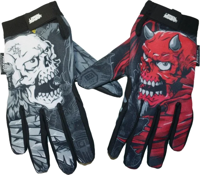 Lethal Threat Good N Evil Skulls Gloves, Black