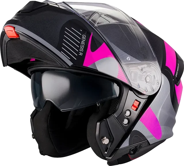 MT Helmets Genesis R SV Lancer Modular Helmet, Black / Grey / Pink