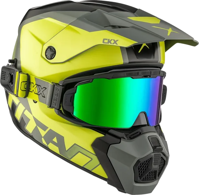 CKX Titan AMS Nunavut Helmet w/ Dual Lens Goggle, matte sunny lime