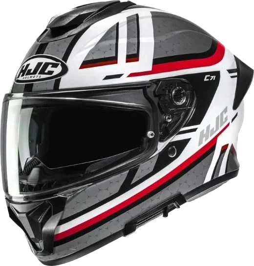 Hjc C71 Novah Helmet White Red, Red