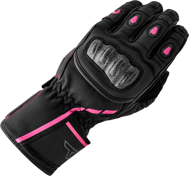 RST Ladies S1 Summer Leather Gloves - Black / Flo Pink, Black / Flo Pink