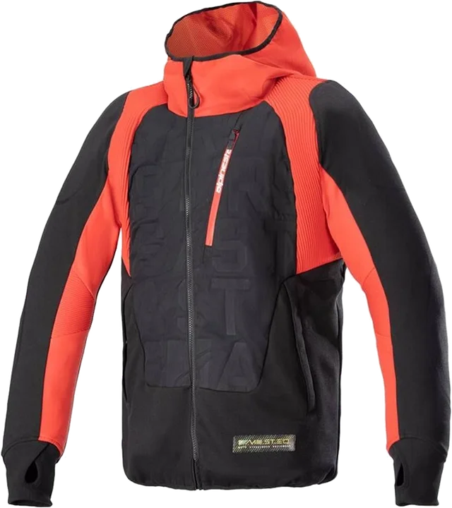 Alpinestars MO.ST.EQ Hybrid Hooded Jacket Black Flame Red, Black Red