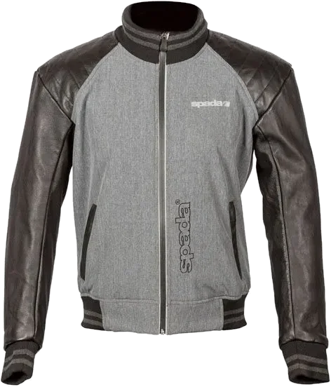 Spada Campus Yale Textile/Leather Mens Jacket - Grey/Black, Grey