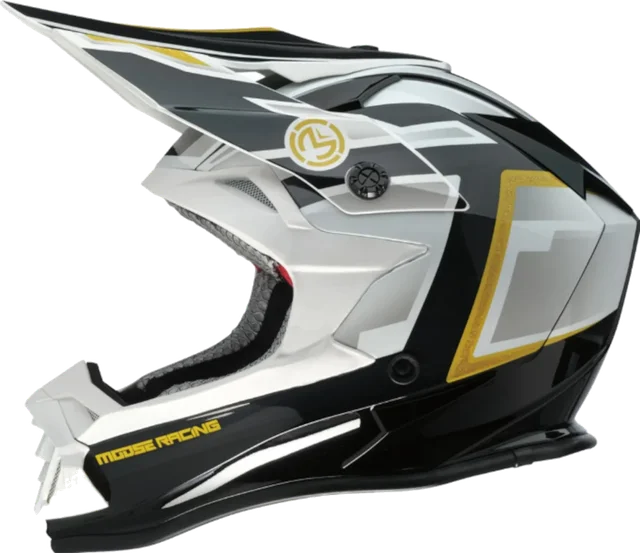Moose Racing MR3 Off Road Helmet F.A.F. White/Black/Gold, black white gold