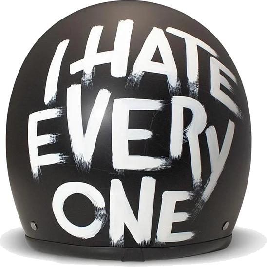 Dmd Jet Retro I Hate Everyone Helmet Matt, Black
