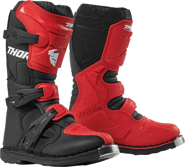 Thor Blitz XP Youth Motocross Boots, red black