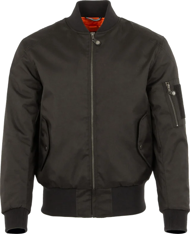 Spada Airforce MA1 Black Motorcycle Bomber Jacket, Black