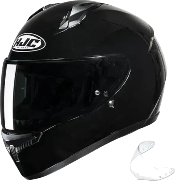 HJC C10 Full Face Helmet Gloss Black 2 Shields
