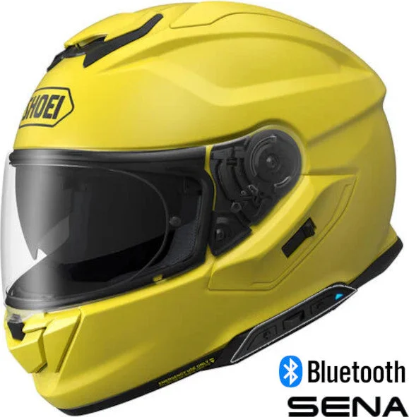 Shoei GT-Air 3 Full Face Bluetooth Helmet Brilliant Yellow SRL 3 Installed
