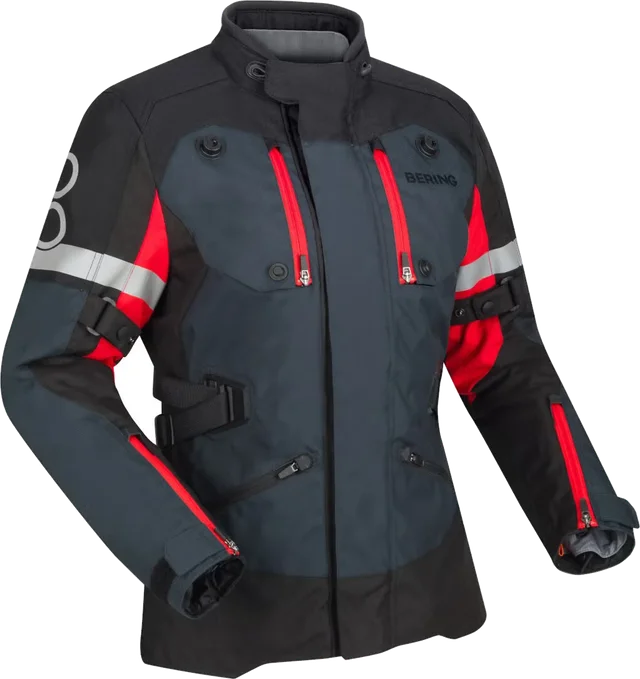 Bering Halifax 17353 waterproof Ladies Motorcycle Textile Jacket, black/anthracite/red