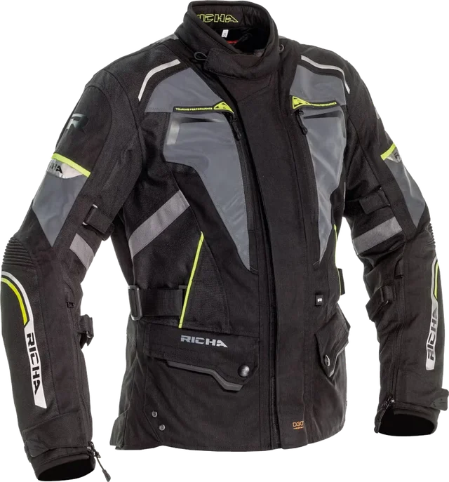 Richa Infinity 2 Flare waterproof Ladies Motorcycle Textile Jacket, black/grey/yellow