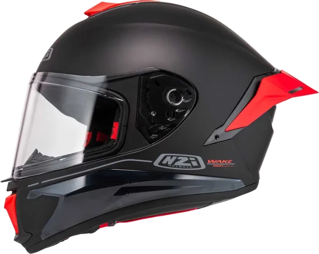 Nzi Wake Stream Booster Noveau Full Face Helmet, Black / Matt Red