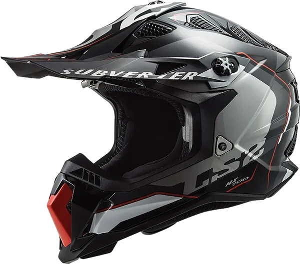 LS2 Subverter Evo Arched Helmet, Black Red Silver Arched