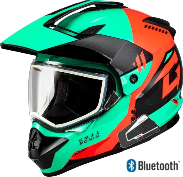 GMAX GM-11S Ronin Dual Sport Bluetooth Helmet Black/Aqua/Coral