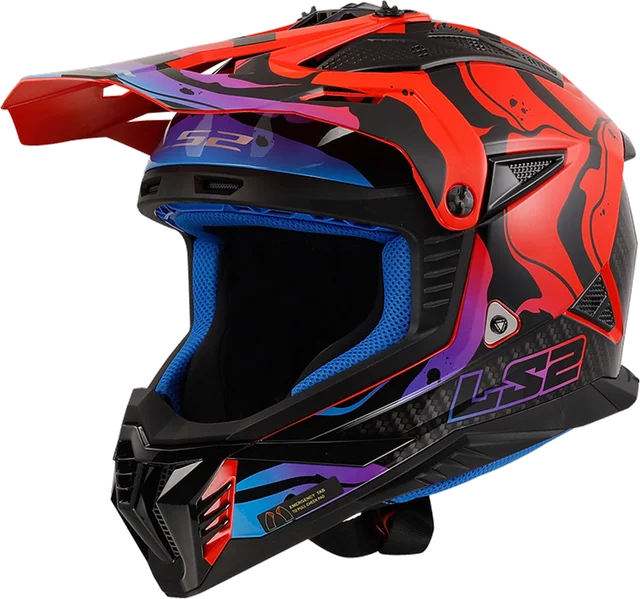 LS2 Gate II Wash Helmet, red blue purple