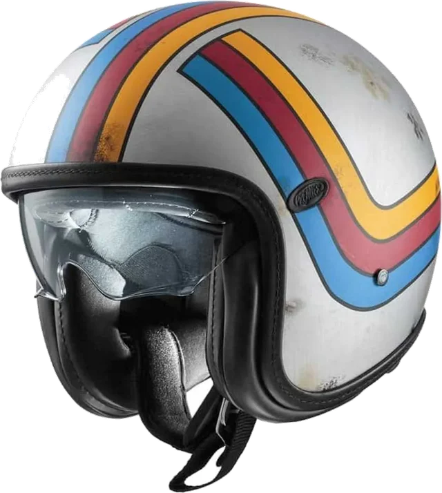 Premier helmets Vintage Platinum Edition EX 22.06 Open Face Helmet, Brown / Blue / Red / Yellow