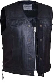Unik International Black Premium Leather Vest