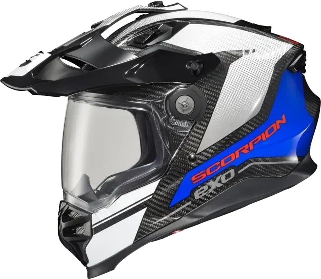 Scorpion EXO-XT9000 Carbon Trailhead Helmet, White/Blue