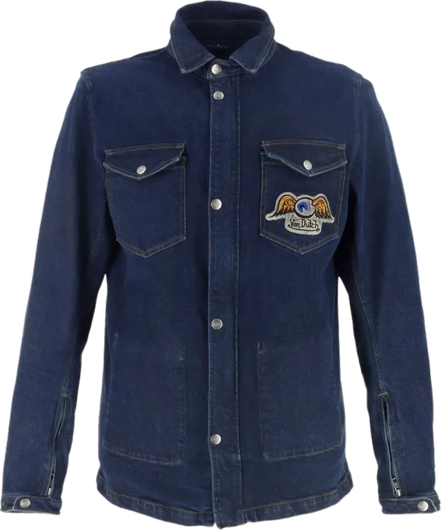 Helstons Captain Denim Long Sleeve Shirt, Blue Dirty