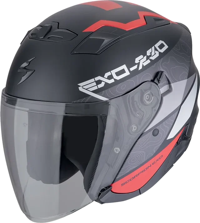 Scorpion Exo-230 Band Open Face Helmet, Matt Black / Red / Silver