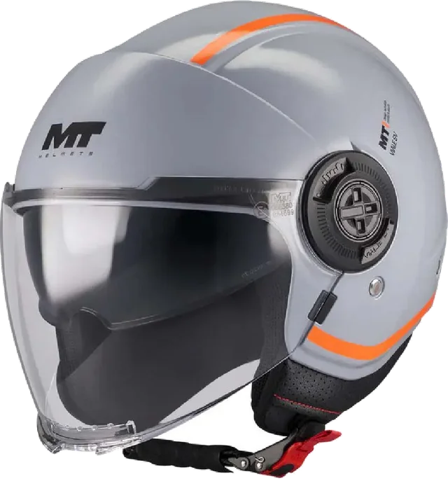 MT Helmets Viale SV S Tasty Open Face Helmet, Gloss Black / Orange