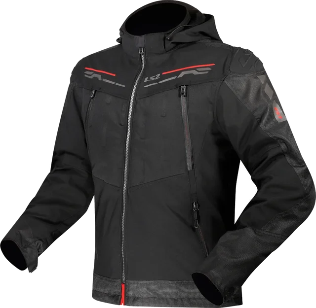 LS2 Zirconium waterproof Motorcycle Textile Jacket, black/red