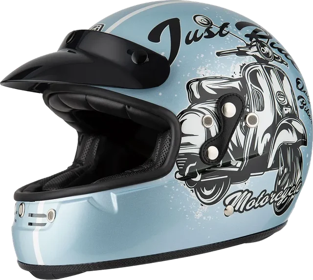 Nzi Flat Track 2 Full Face Helmet, Matt Outline White / Blue