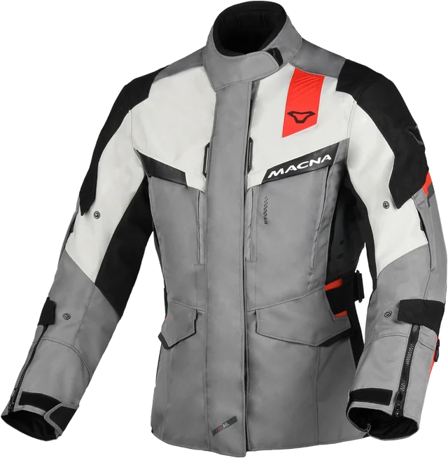 Macna Zastra waterproof Ladies Motorcycle Textile Jacket, grey/white/red