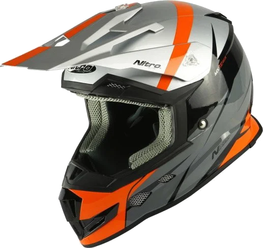 Nitro MX700 Recoil Helmet Silver Black Gun Orange