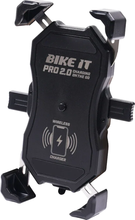 Bike It Pro2 Wireless Phone Charger Cradle with USB - Black, Black