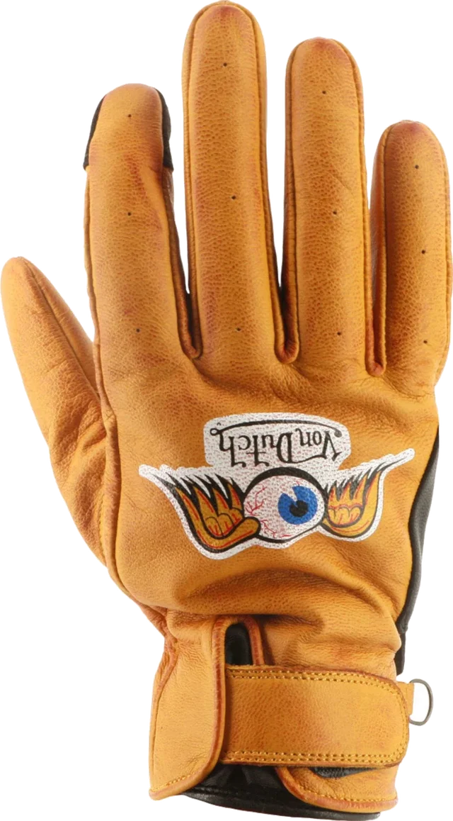 Helstons Von Dutch X Helstons Vision perforated Motorcycle Gloves, gold/black