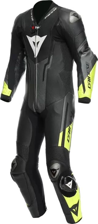 Dainese Misano 3 D-Air One Piece Perforated Leather Suit Black / Anthracite / Fluo Yellow