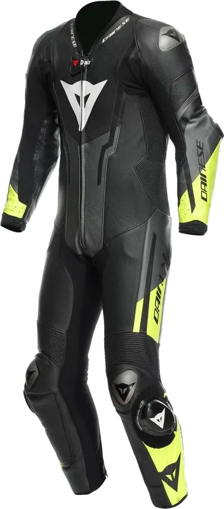 Dainese Misano 3 D-Air One Piece Perforated Leather Suit Black / Anthracite / Fluo Yellow, Black / Anthracite / Fluo Yellow